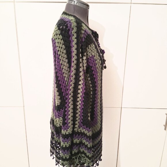 Granny Square Fringe Sweater XL - Picture 6 of 8